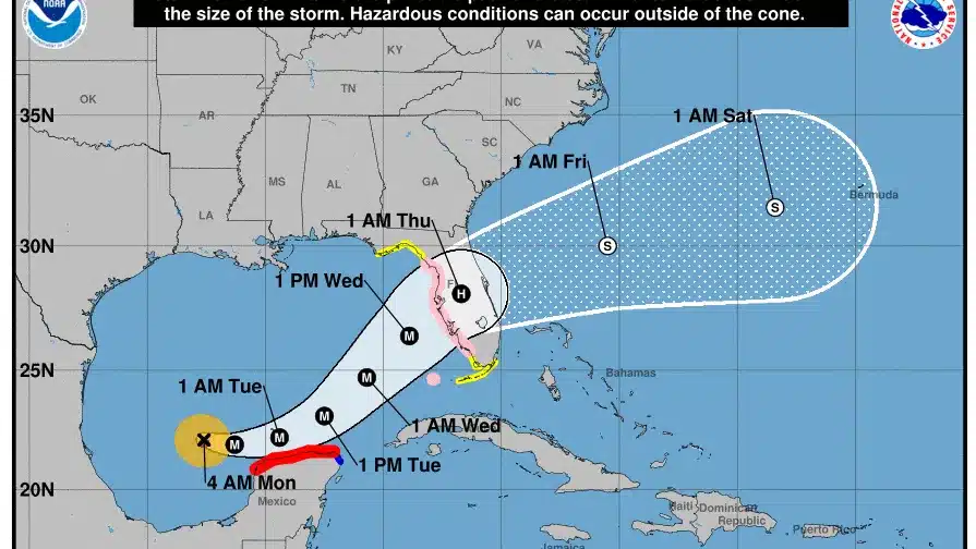 A map of the path of hurricane dorian.