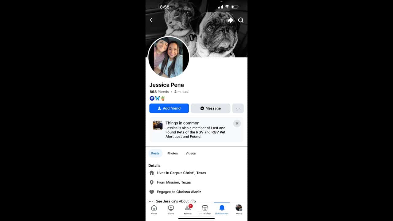 A person 's profile page on an iphone.